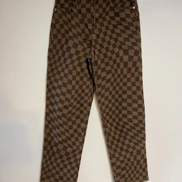 DIVIDED H&M Brown Checkerboard Women's High Waisted Jeans Size 10 - Picture 9 of 16